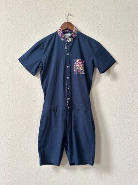Romperjack Men’s Navy Blue Rose Romper Sz SM